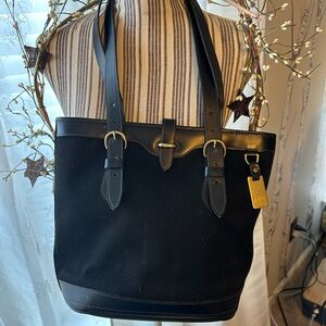 Dooney & Bourke Black Canvas and Leather Tote Bag